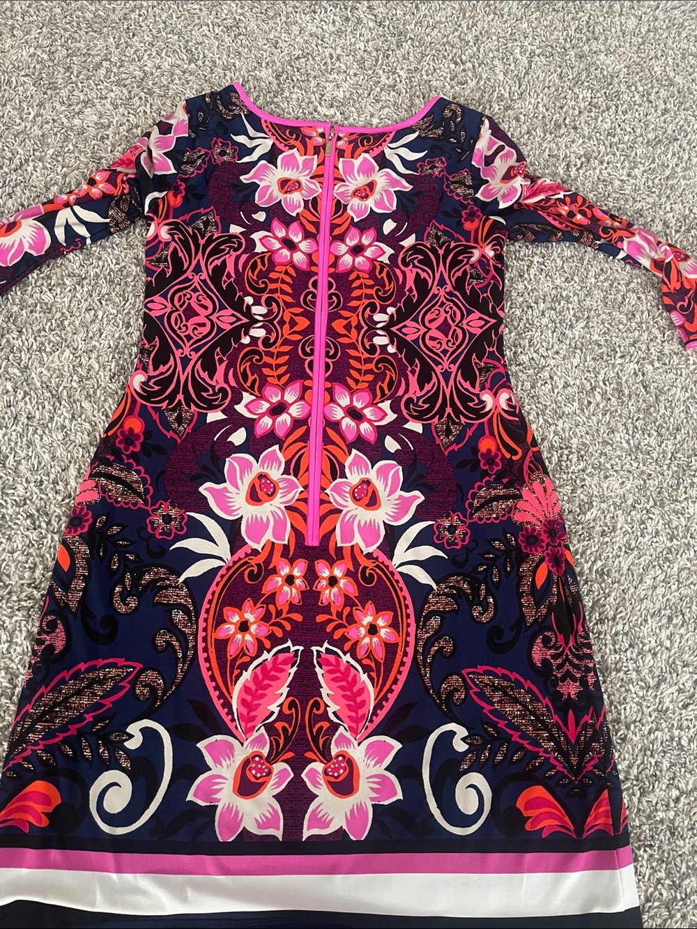 Eliza J Navy Dress with Pink & Orange Floral Medallion Print - Picture 4 of 6